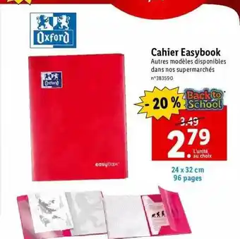 Lidl Cahier easybook oxford offre