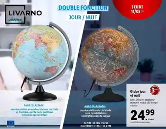 Lidl Globe jour et nuit livarno home offre