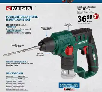 Lidl Marteau perforateur sans fil 12 v parkside offre