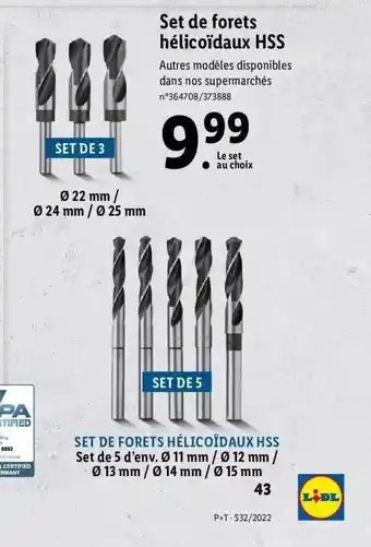 Lidl Set de forets hélicoïdaux hss offre