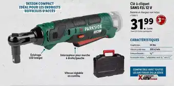 Lidl Clé à cliquet sans fil 12 v parkside offre