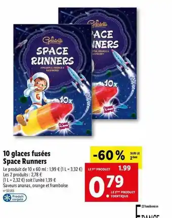 Lidl 10 glaces fusées space runners offre