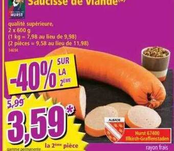 Norma Saucisse de viande offre