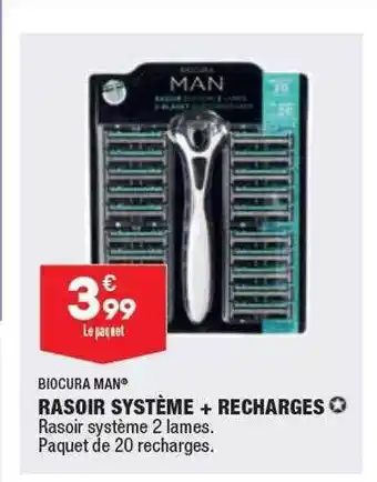 ALDI Rasoir système + recharges biocura man offre