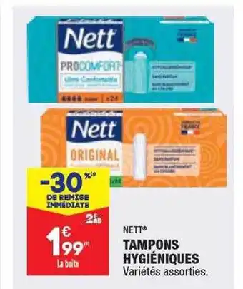 Tampons hygiéniques nett