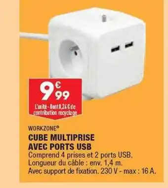 ALDI Cube multiprise avec ports usb workzone offre