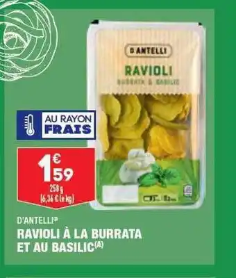 ALDI Ravioli à la burrata et au basilic d'antelli offre