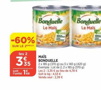 Bi1 Maïs bonduelle offre