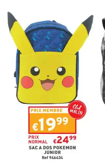 Trafic Sac a dos pokemon junior offre
