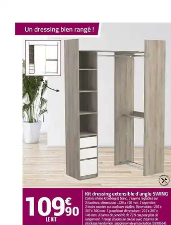 Bricorama Kit dressing extensible d'angle swing offre