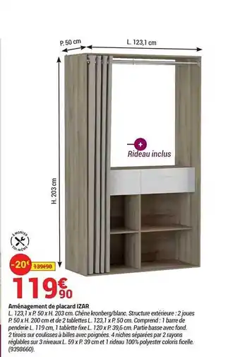 Bricorama Aménagement de placard izar offre