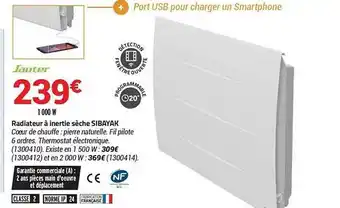 Bricorama Radiateur à inertie sèche sibayak sauter offre