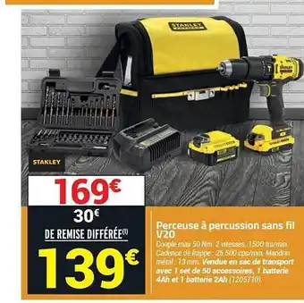 Bricorama Perceuse à percussion sans fil v20 stanley offre