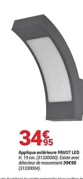 Bricorama Applique extérieure pavot led offre
