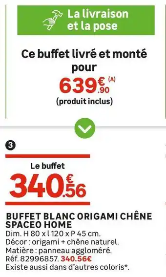Leroy Merlin BUFFET BLANC ORIGAMI CHÊNE offre