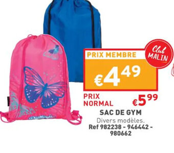 Trafic Sac de gym offre