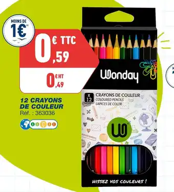 Bureau Vallée Wonday 12 crayons de couleur offre