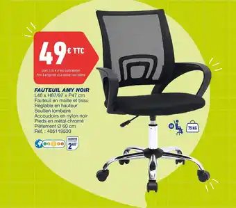 Bureau Vallée Fauteuil amy noir offre