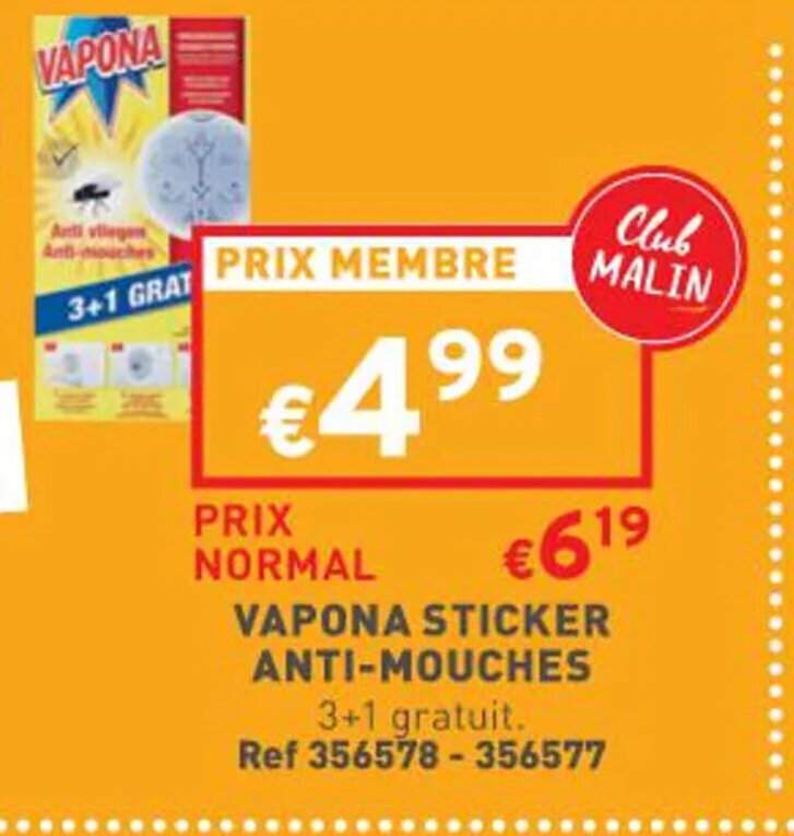 Promo Vapona sticker antimouches chez Trafic