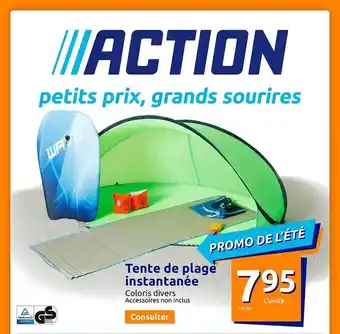 Action Tente de plage instantanée offre