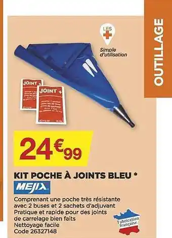 Bricomarché Kit poche à joints bleu mejix offre