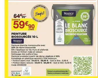 Bricomarché Peinture biosourcée 10 l nuance offre