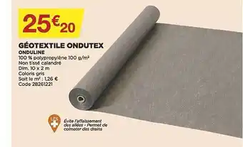 Géotextile ondutex onduline
