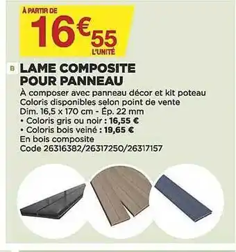 Bricomarché Lame composite pour panneau offre