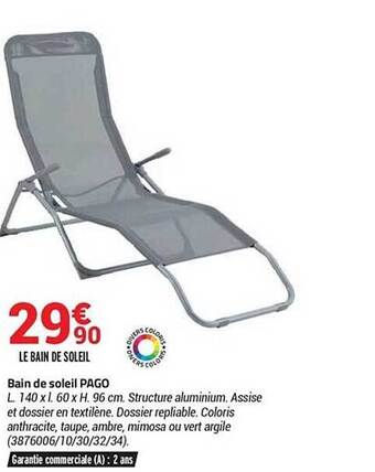 Bricorama Bain de soleil pago offre