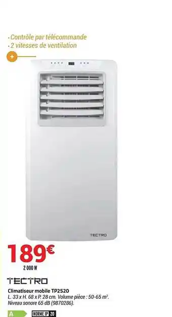 Bricorama Tectro climatiseur mobile tp2520 offre