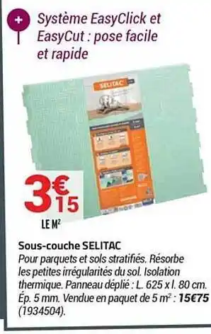 Bricorama Sous-couche selitac offre