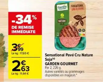 Carrefour Sensational pavé cru nature soja garden gourmet -34% de remise immédiate offre