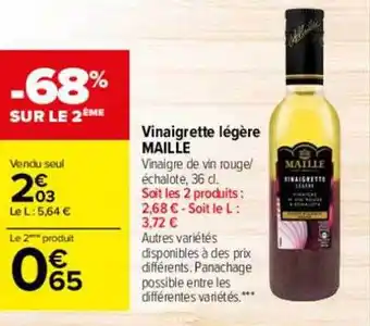 Carrefour Vinaigrette légère maille -68% sur le 2ème offre