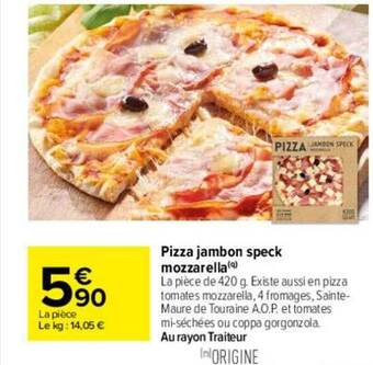 Carrefour Pizza jambon speck mozzarella offre