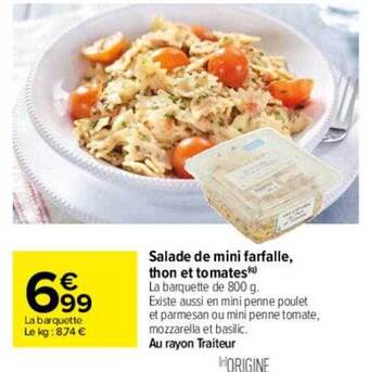 Carrefour Salade de mini farfalle thon et tomates offre