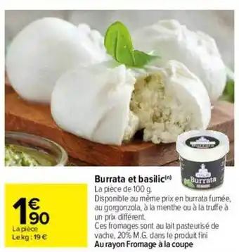 Carrefour Burrata et basilic offre