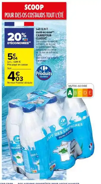 Carrefour Lait u.h.t. demi-écrémé carrefour classic offre