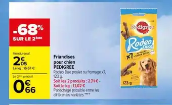 Carrefour Friandises pour chien pedigree -68% sur le 2ème offre
