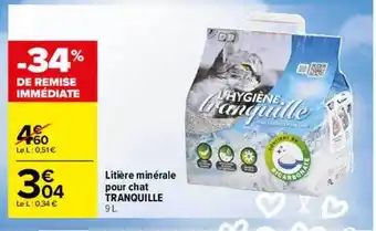 Carrefour Litière minérale pour chat tranquille -35% de remise immédiate offre