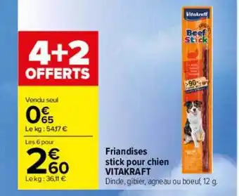 Carrefour Friandises stick pour chien vitakraft 4+2 offert offre