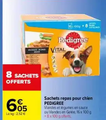 Carrefour Sachets repas pour chien pedigree offre