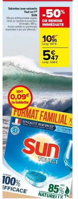 Carrefour Tablettes lave-vaissselle tout en 1 sun offre