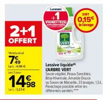Carrefour Lessive liquide l'arbre vert offre