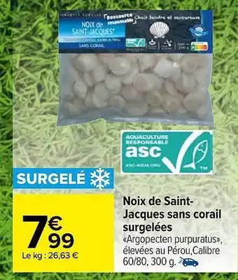 Carrefour Market Noix de saint-jacques sans corail surgelées offre
