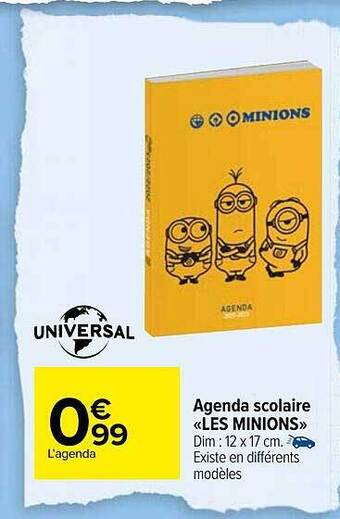 Carrefour Market Agenda scolaire «les minions» offre