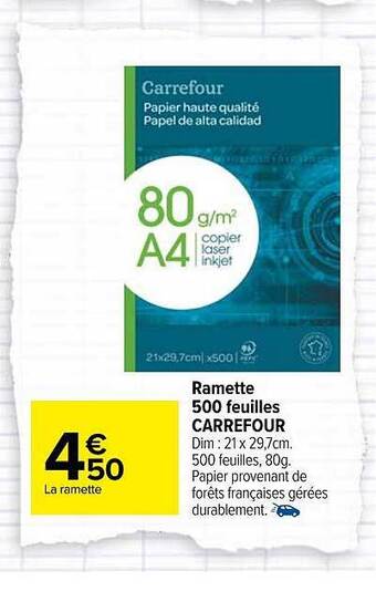 Carrefour Market Ramette 500 feuilles carrefour offre