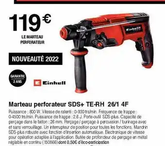 Marteau perforateur sds+ te-rh 26 1 4f einhell