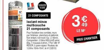 Chretien Matériaux Isolant mince multicouche 21 composants offre