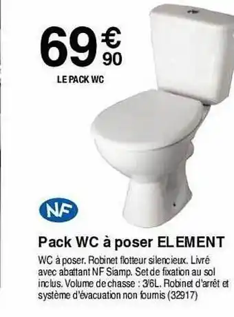 Chretien Matériaux Pack wc à poser element offre