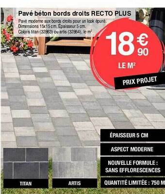 Chretien Matériaux Pavé béton bords droits recto plus offre